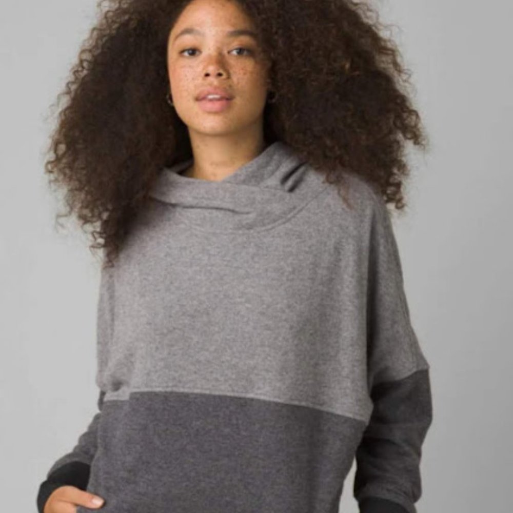 Prana Women Medium Paskal Wool Funnel Neck Pullover Hooded Oversized Sweater